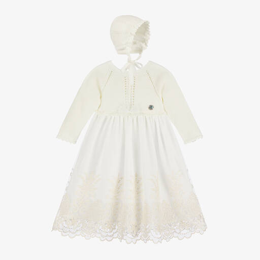 Artesanía Granlei-Baby Girls Ivory Tulle Ceremony Gown Set | Childrensalon