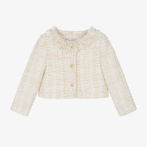 Balloon Chic-Girls Ivory Tweed Jacket | Childrensalon