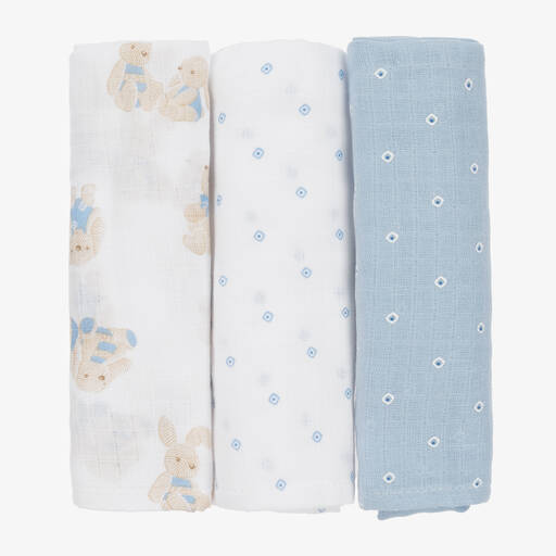 Mayoral-Baby Boys Blue Cotton Muslins (3 Pack) | Childrensalon