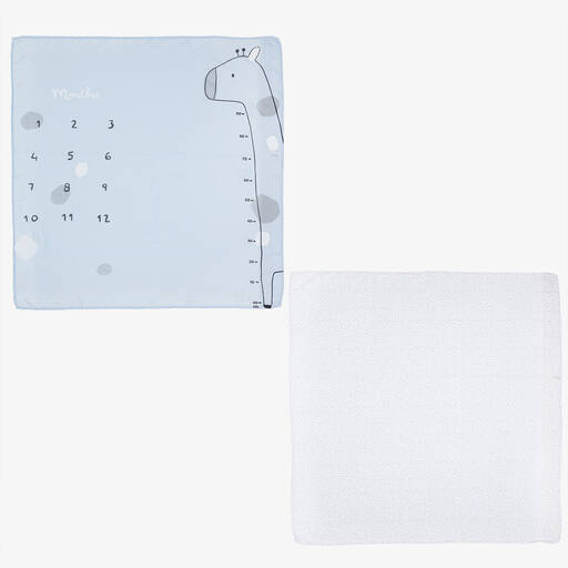 Mayoral-Blue Cotton Baby Milestone Swaddles (2 Pack) | Childrensalon