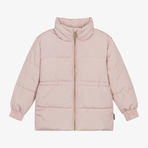 Molo-Girls Pink Butterfly Puffer Jacket | Childrensalon