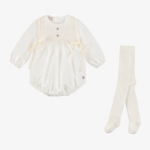 Paz Rodríguez-Ivory Lace Shortie Set | Childrensalon