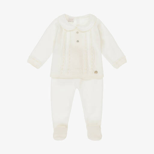 Paz Rodríguez-Ivory Wool 2 Piece Babygrow | Childrensalon