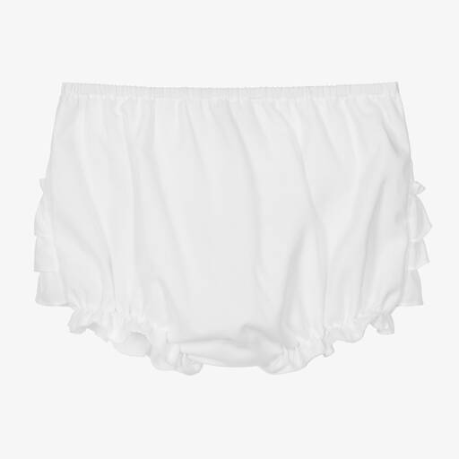 Sarah Louise-Baby Girls White Frilly Pants | Childrensalon