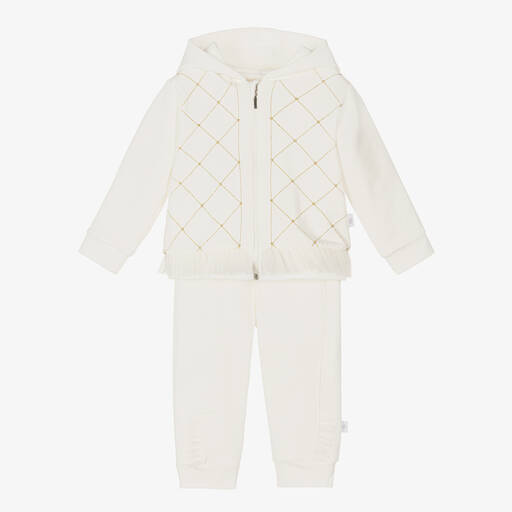 Sofija-Girls Ivory Cotton Tracksuit | Childrensalon