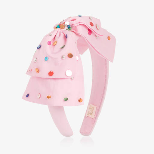 Tutu du Monde-Girls Pink Bow Sequin Hairband | Childrensalon