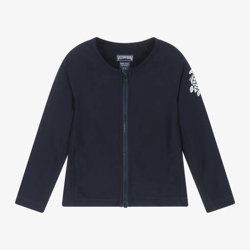 Vilebrequin-Navy Blue Zip-Up Swim Top (UPF50+) | Childrensalon